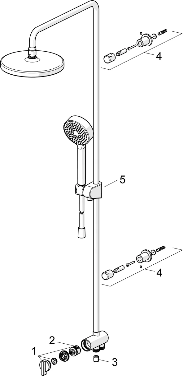 HansaBASICJET Kopfbrause Set 4438 3-strahlig DN 15 Chrom