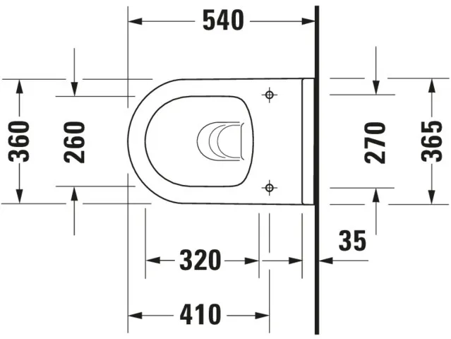 Wand-Tiefspül-WC „Starck 3“ 36,5 × 37,5 × 54 cm, Befestigung verdeckt, ohne Spülrand