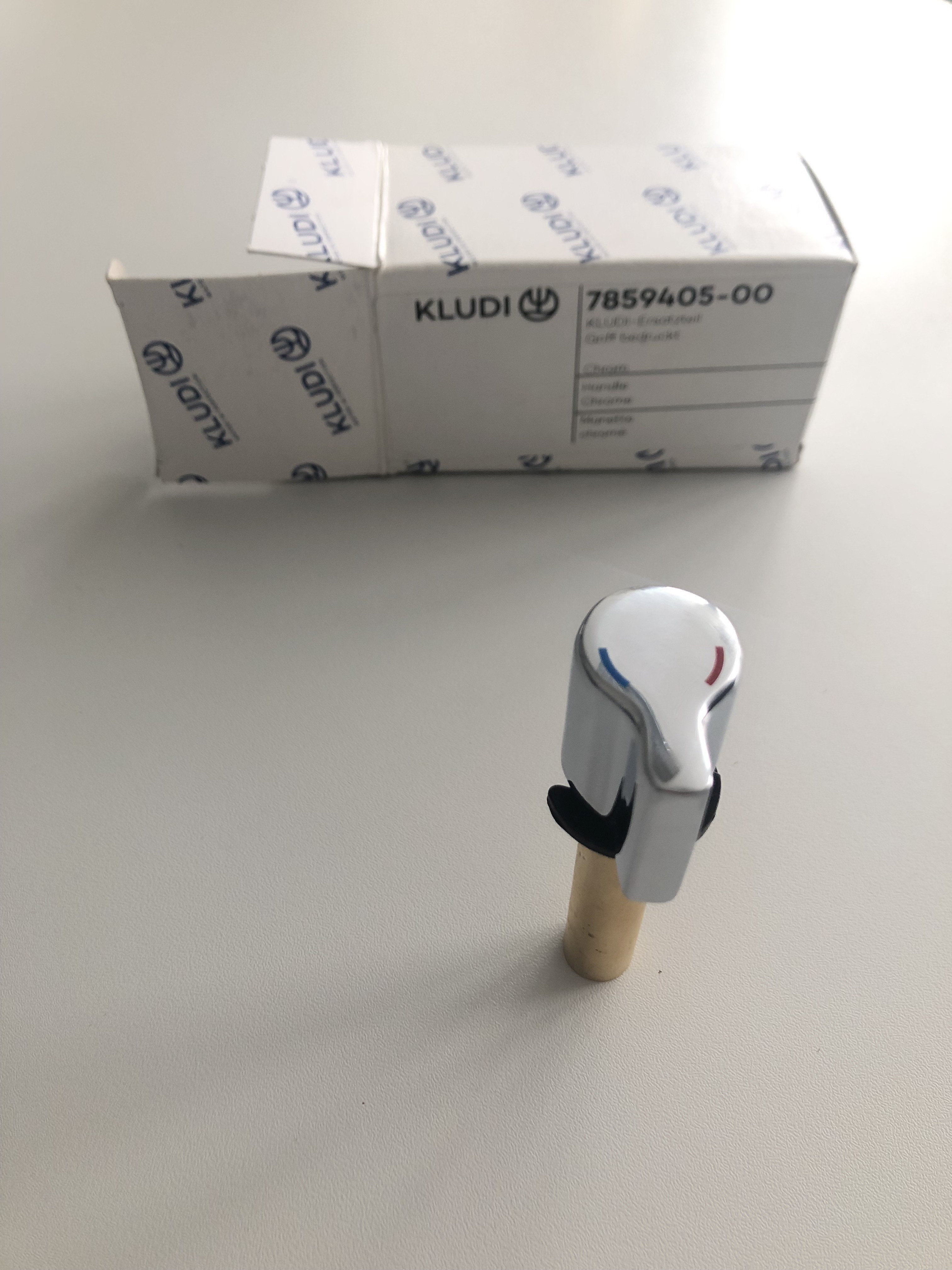 Kludi Ersatzteil Griff bedruckt und geklebt in Chrom, 7859405-00 Sonderangebot Kludi Ersatzteil Griff bedruckt und geklebt in Chrom, 7859405-00 Sonderangebot