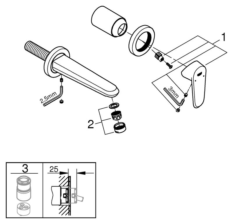 Grohe Eurodisc Cosmopolitan 2-Loch-Waschtischbatterie Wandmontage chrom Grohe Eurodisc Cosmopolitan 2-Loch-Waschtischbatterie Wandmontage chrom