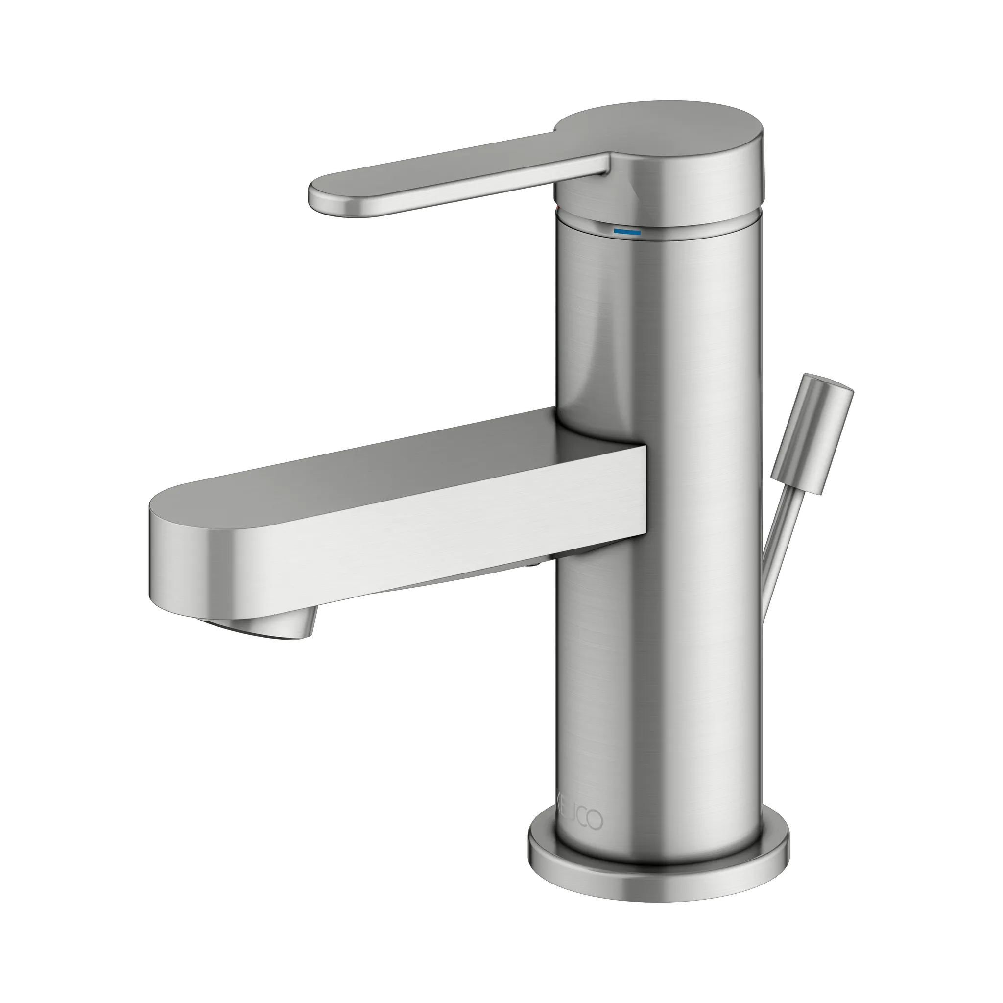 KEUCO IXMO Einhebel-Waschtischmischer 60 IXMO Flat mit Zugstangen-Ablaufgarnitur IXMO Flat, Rosette rund Edelstahl-finish