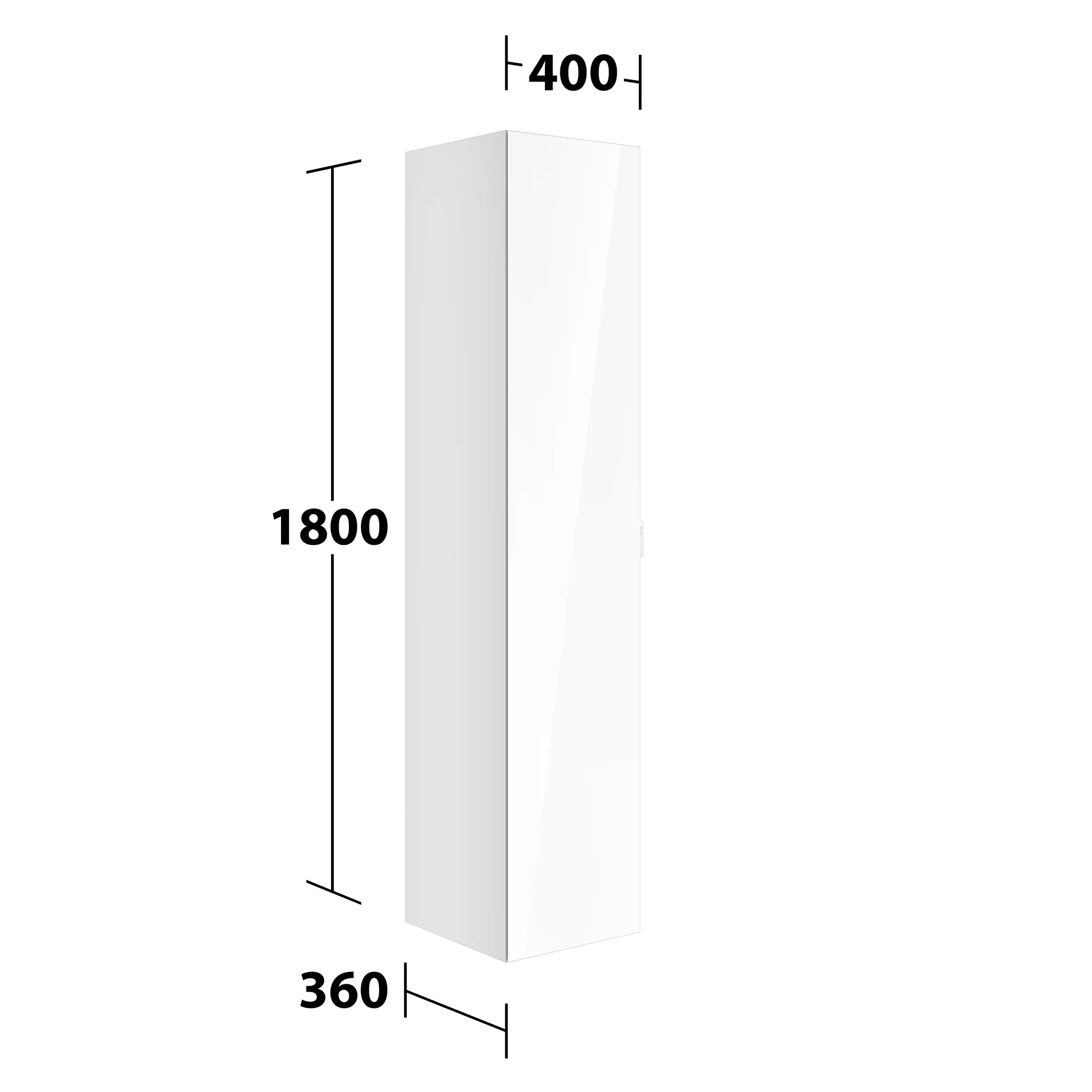 KEUCO Hochschrank „Edition 11 Art“ Weiß (Glas), Weiß (Lack, seidenmatt), Anschlag links 400 × 1800 × 360 mm