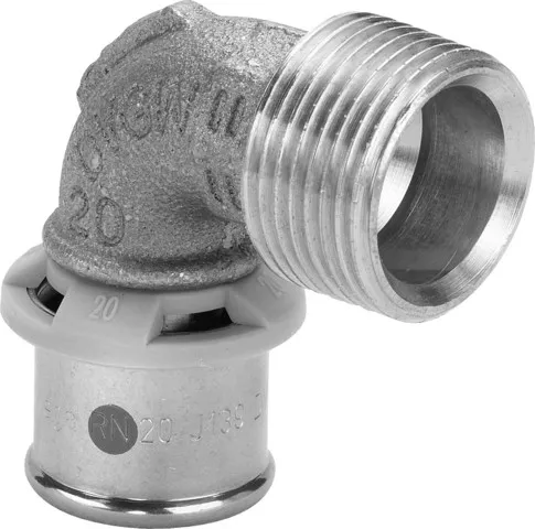 Viega „Sanfix P“ 90°- Übergangsbogen mit 1 Muffe und Außengewinde 25 mm × 3/4″ Viega „Sanfix P“ 90°- Übergangsbogen mit 1 Muffe und Außengewinde 25 mm × 3/4″