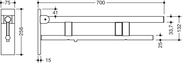 HEWI Stützklappgriff „System 900“ HEWI Stützklappgriff „System 900“