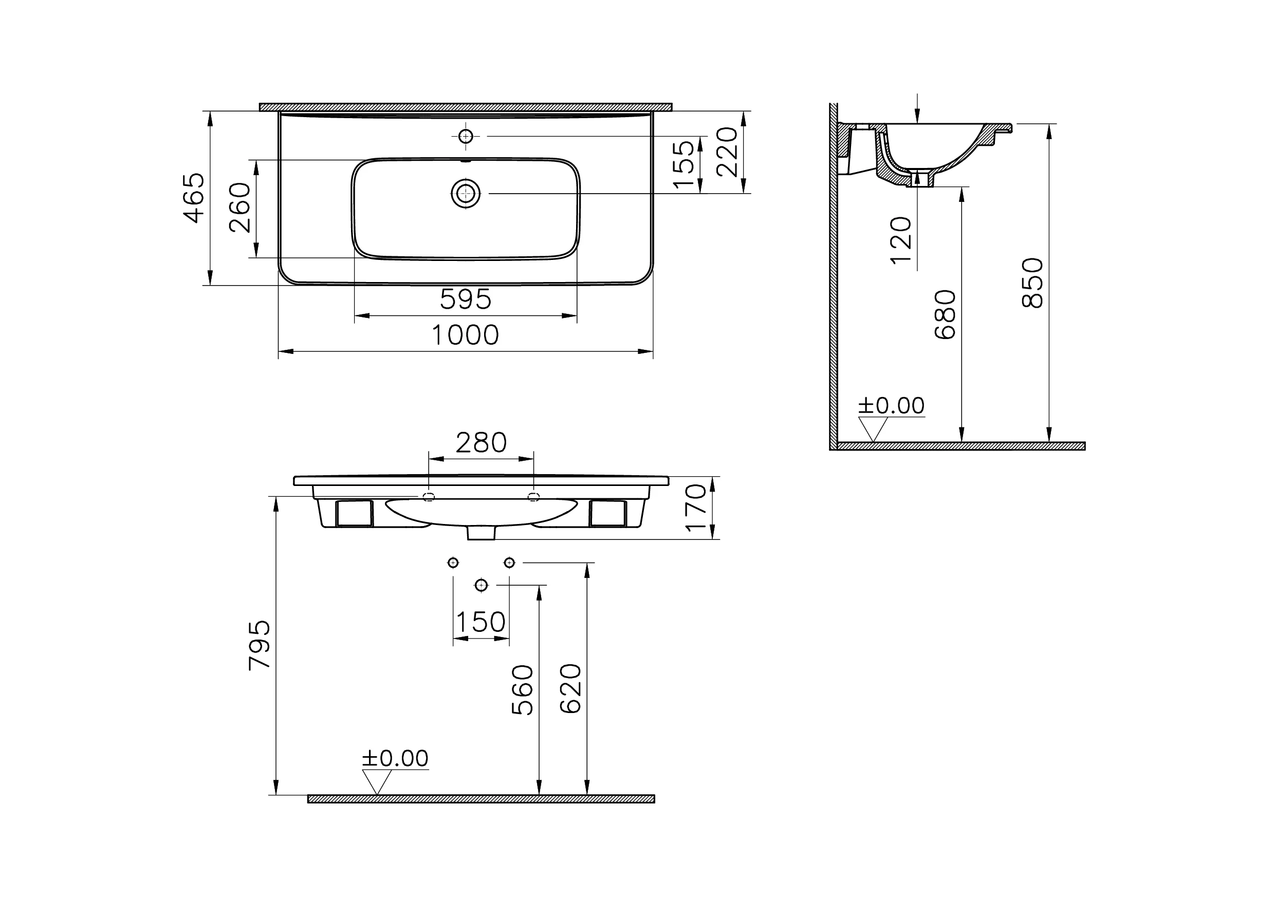 New S20 Round Möbelwaschtisch mit Hahnloch mittig 100 x 46 x 17 cm (BxTxH) Weiß Hochglanz New S20 Round Möbelwaschtisch mit Hahnloch mittig 100 x 46 x 17 cm (BxTxH) Weiß Hochglanz