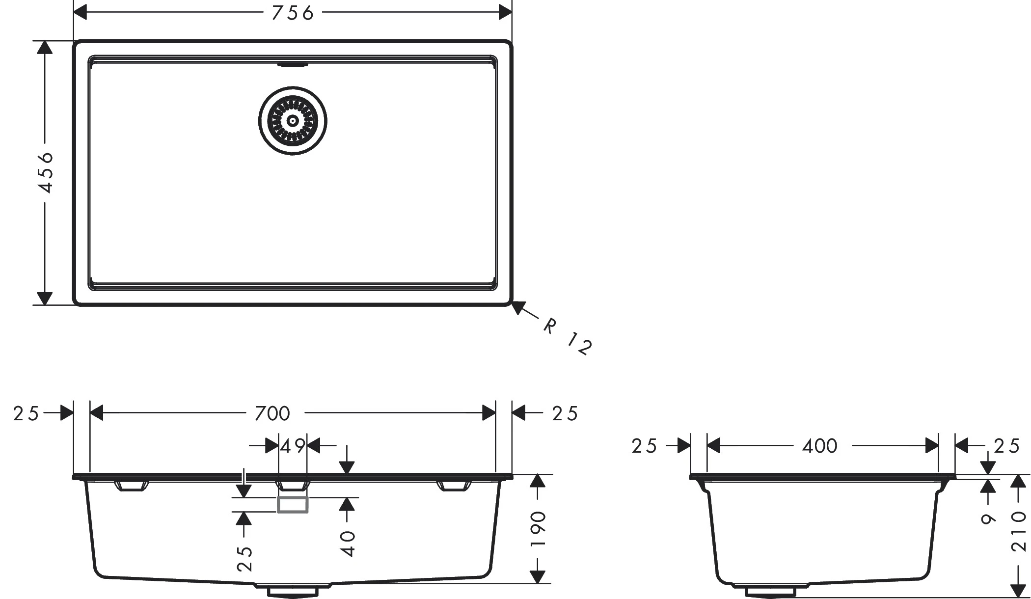 Küchenspülbecken „S53“ in Graphitschwarz