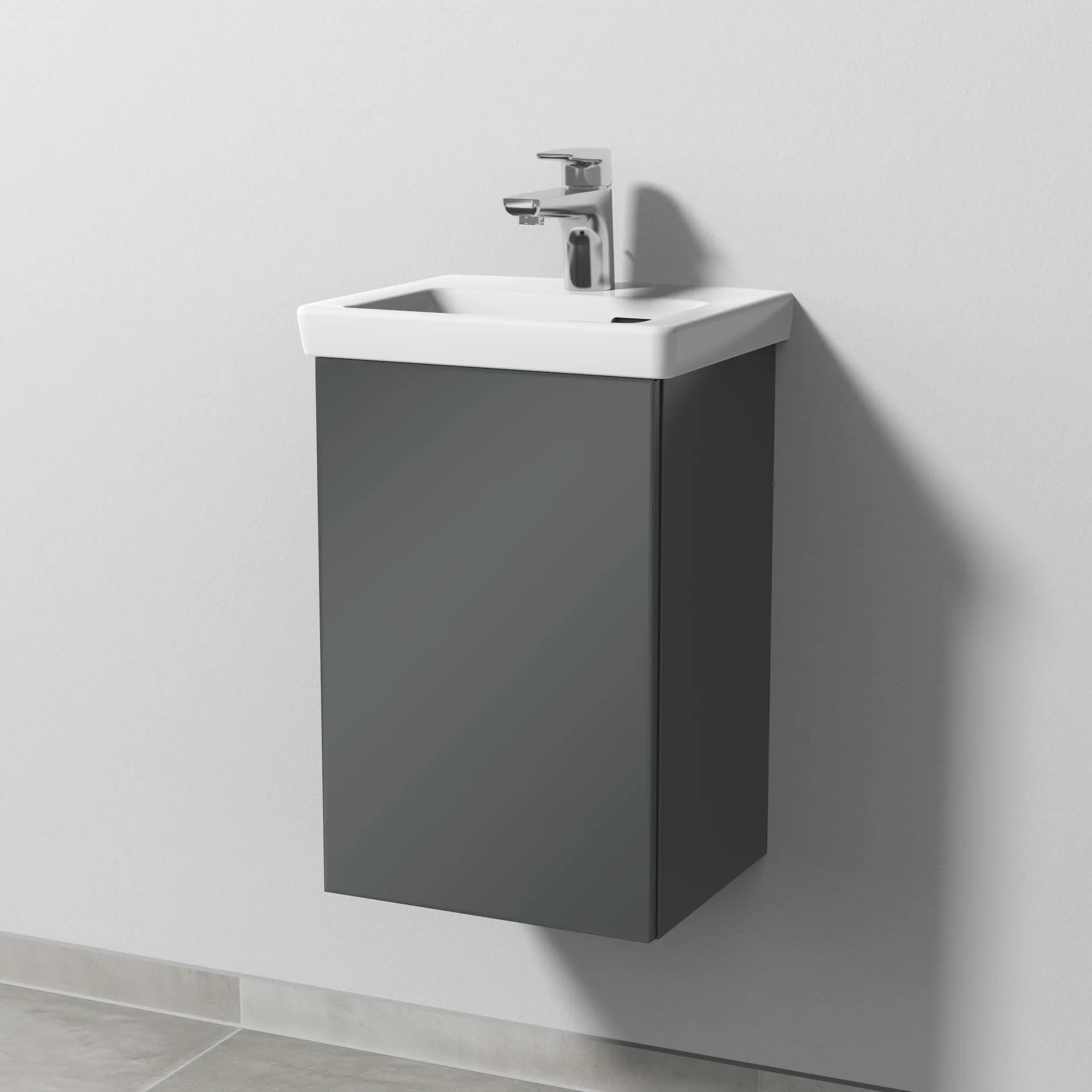 Sanipa Waschtischunterschrank „3way“ 335 × 517 × 293 mm in Anthrazit (glanz), Anschlag links