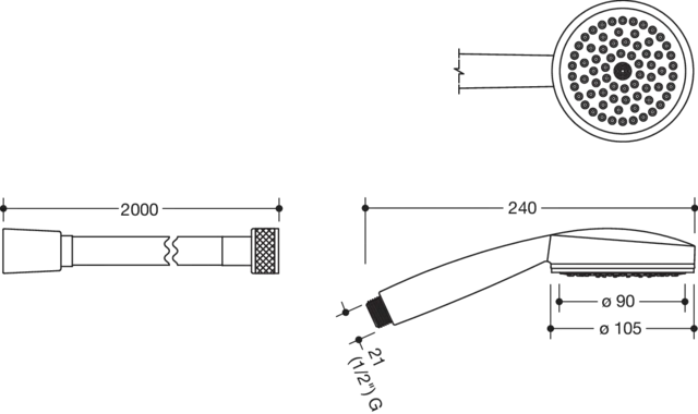 HEWI Set Handbrause und Brauseschlauch, Weiß HEWI Set Handbrause und Brauseschlauch, Weiß