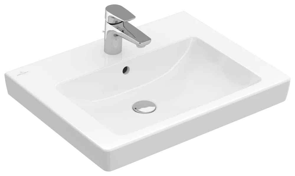 Villeroy & Boch Subway 2.0 Wandwaschbecken, 600x470x155 mm, weiß Alpin CeramicPlus, mit Überlauf, für 3-Loch-Armatur