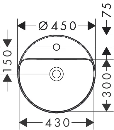 Xuniva S Einbauwaschtisch 450/450 mit Hahnloch und Überlauf Weiß