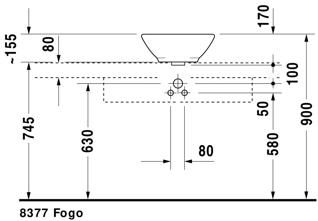 Aufsatzbecken Bacino 420 mm rund, mit ÜL, ohne HLB, weiß