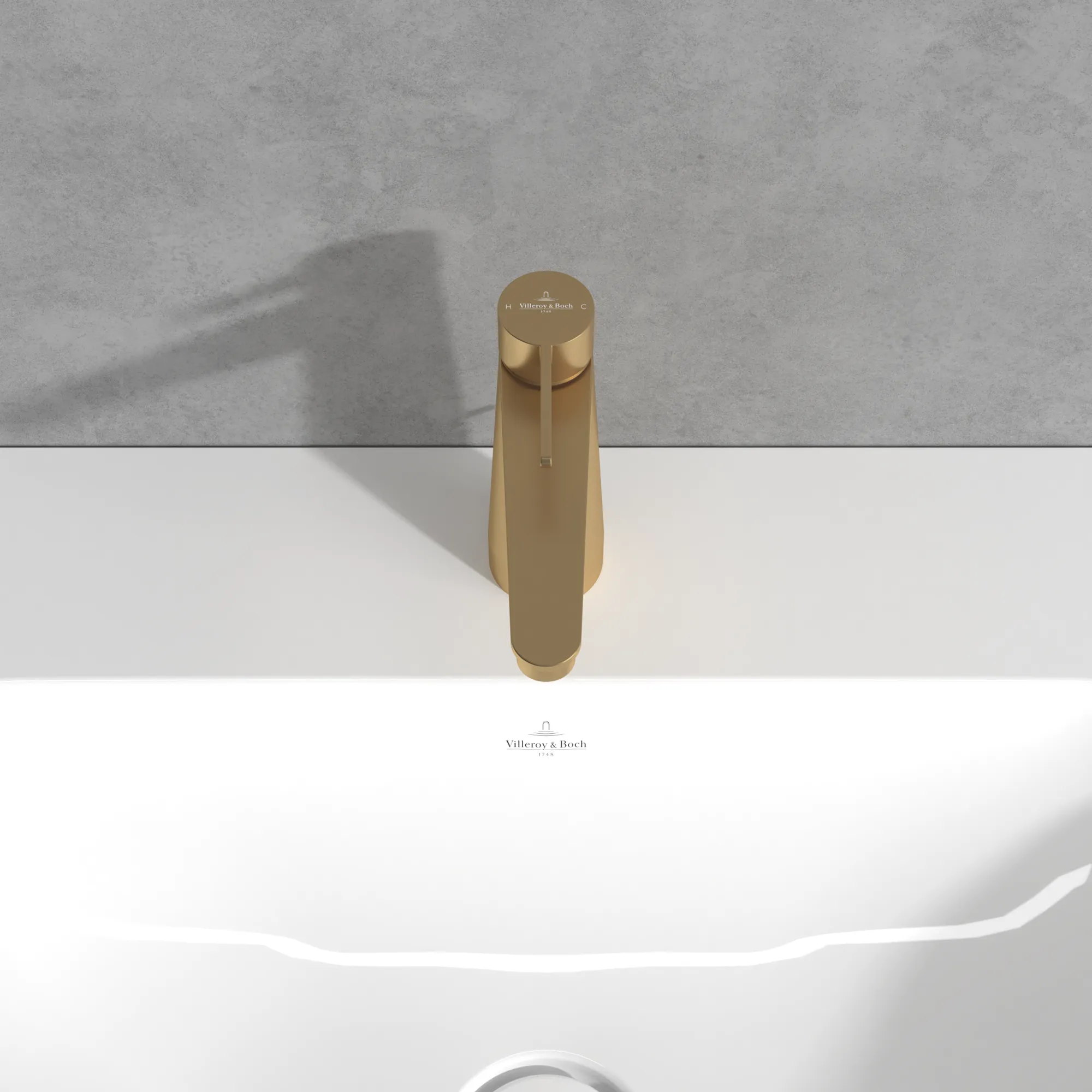 Villeroy & Boch Conum Einhebel-Waschtischarmatur, Brushed Gold, 49x165x169 mm, Keramikkartusche, Laminarstrahl, SmartPressure