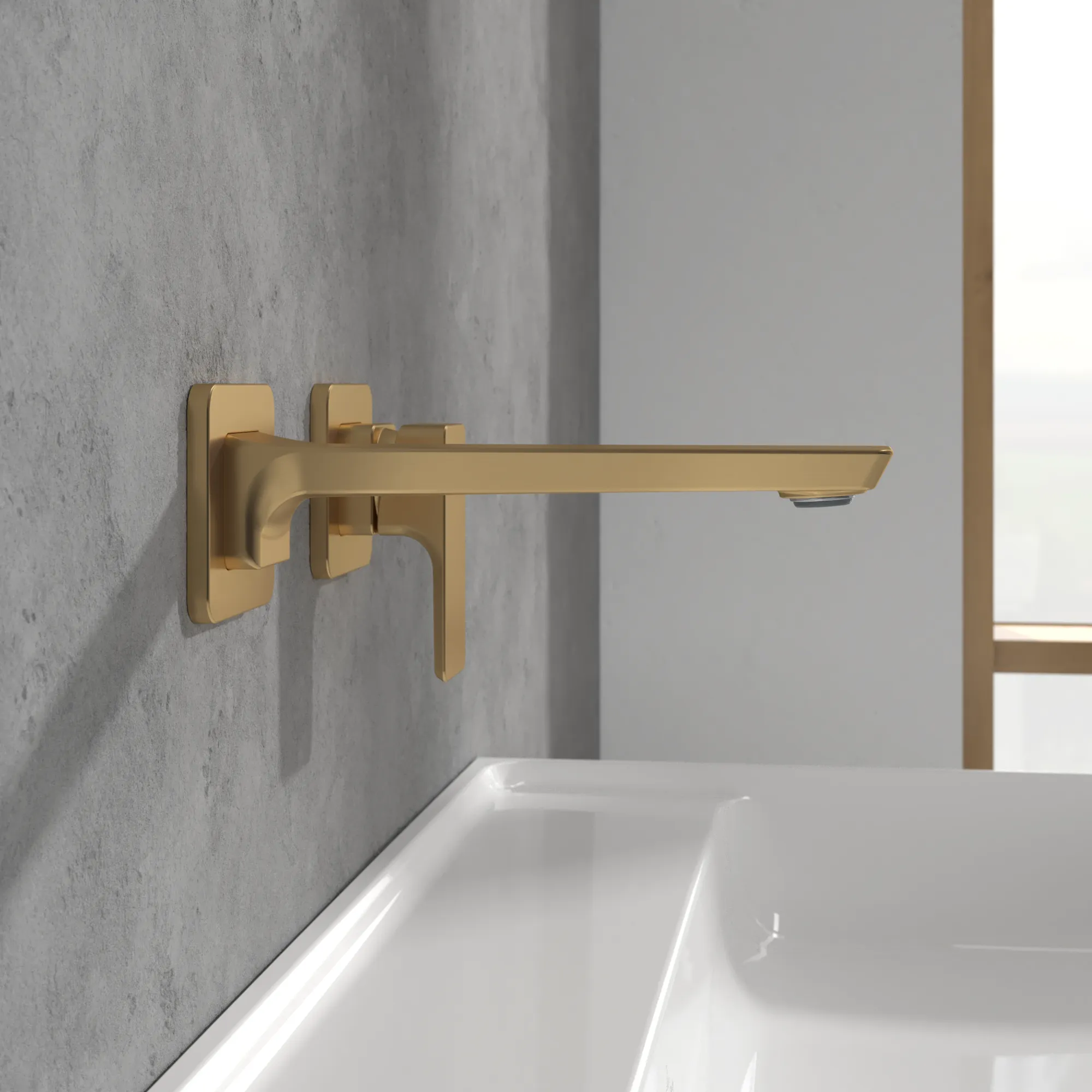 Villeroy & Boch Einhebel-Waschtischarmatur Subway 3.0, eckig, Brushed Gold, 115 mm Höhe, 225 x 215 mm, mit AirPlus und AquaSmart Technologie