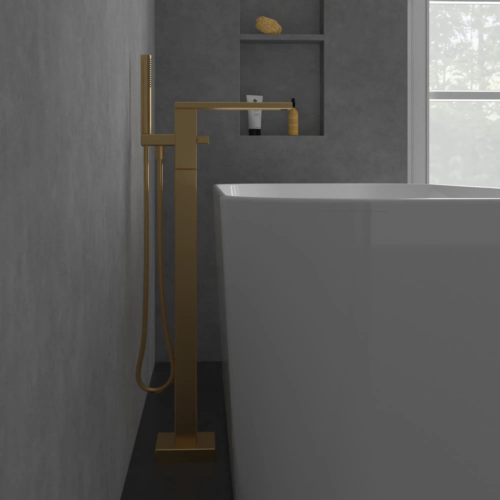 Villeroy & Boch Einhebel-Badewannenarmatur Mettlach, Brushed Gold, 158x280x838 mm, mit AirPlus und SmartPressure