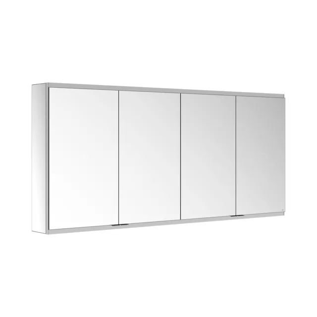 KEUCO Wandvorbau Spiegelschrank 4-türig „Royal Modular 2.0“ in Silber (eloxiert), Aufputz, ohne Beleuchtung, mit Steckdosen 1600 × 700 × 160 mm