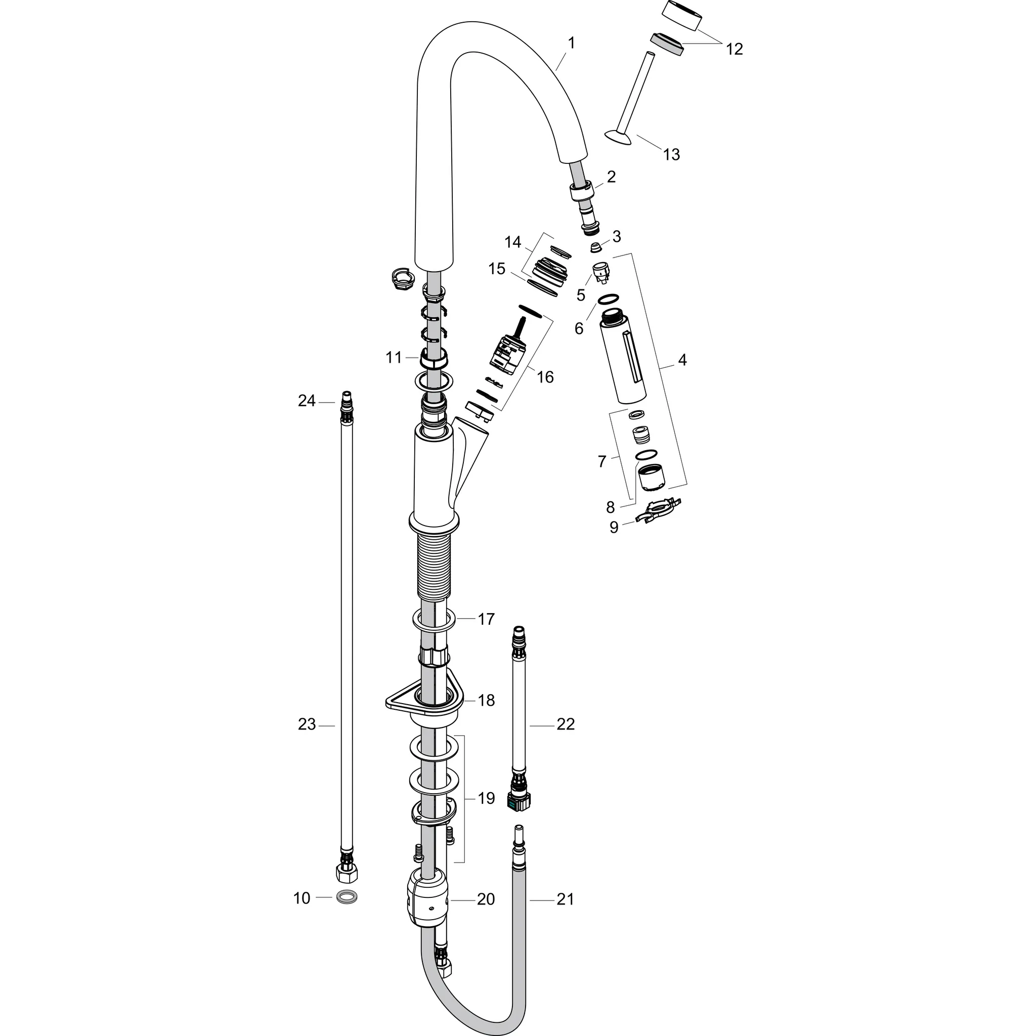 Hansgrohe AXOR Starck Küchenmischer Allegra Starck, Einhebel-Küchenmischer 270 mit Ausziehbrause, Chrom Hansgrohe AXOR Starck Küchenmischer Allegra Starck, Einhebel-Küchenmischer 270 mit Ausziehbrause, Chrom