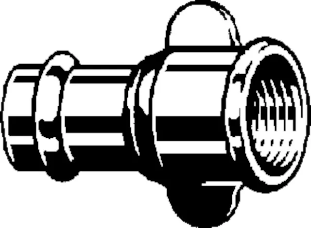 „Sanpress“ Übergangsstück mit Flügelverschraubung und Innengewinde 22 mm × 1/2″ „Sanpress“ Übergangsstück mit Flügelverschraubung und Innengewinde 22 mm × 1/2″