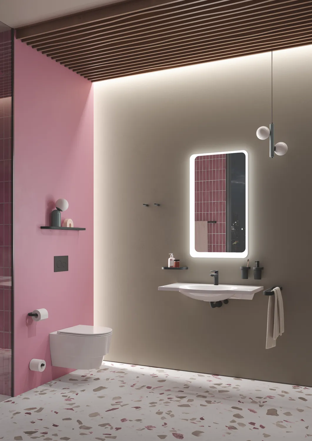 Utensilienablage, Halter Metall, pulverbeschichtet, Ablage Polyamid, matt, 250 mm breit, 20 mm hoch, 106 mm tief, Wandmontage, in Farbe AS (Weiß tiefmatt - Weiß matt)