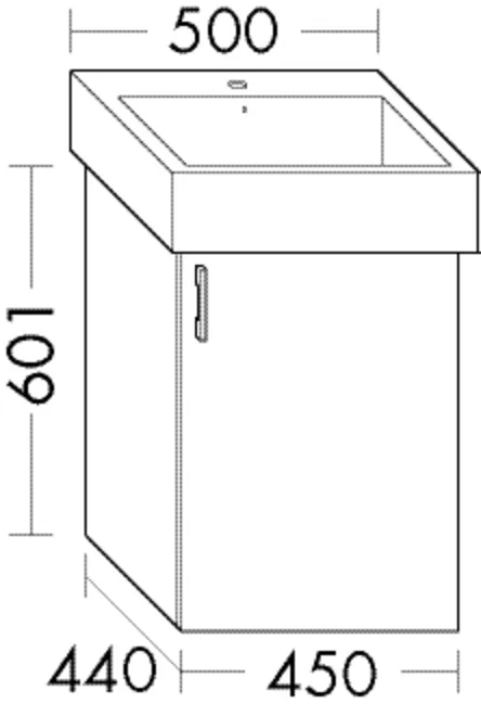 Waschtischunterschrank Sys30 PG1 Aqua von burgbad – 440 mm tief, 450 mm breit, 601 mm hoch, 1 Tür