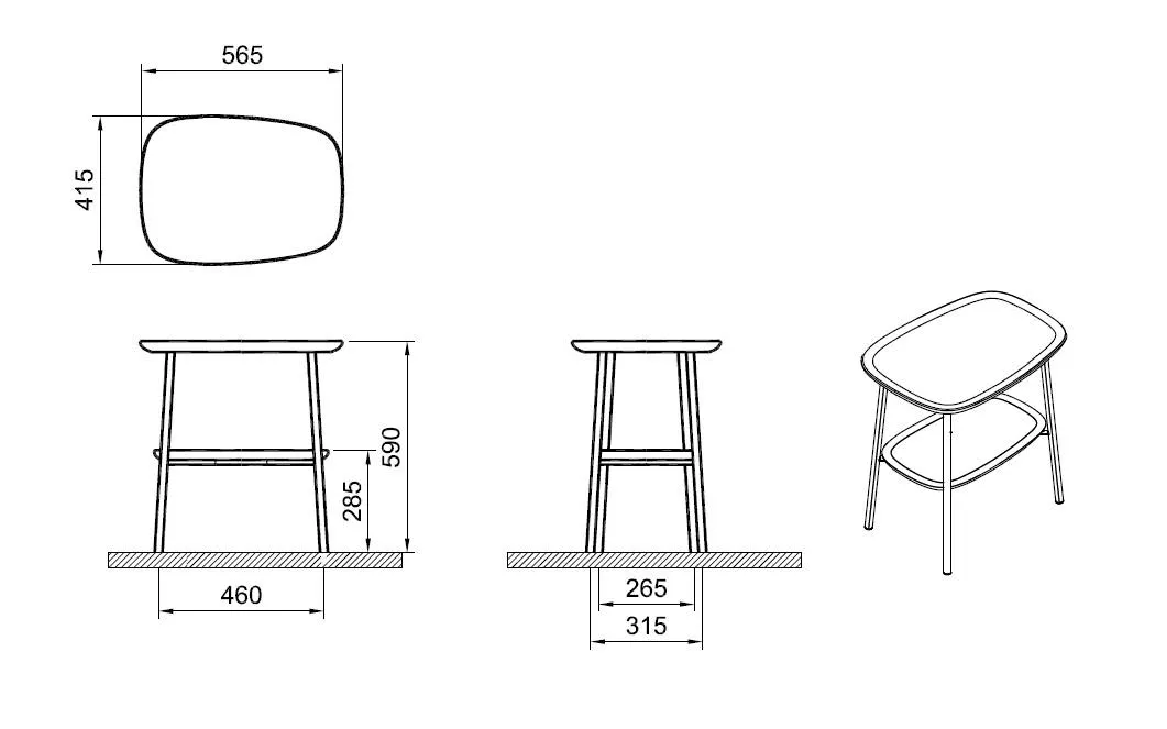 VitrA Plural Beistelltisch 57 x 59 cm Eiche Dunkel Echtholz Taupe Matt