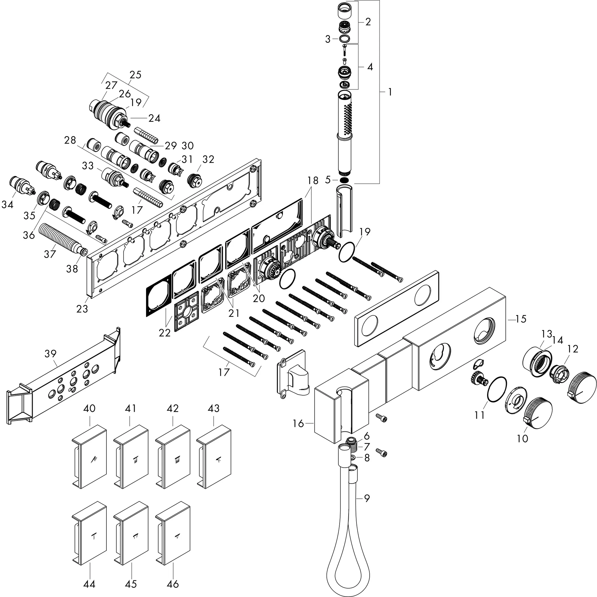 Hansgrohe AXOR Edge Thermostatmodul Select 470⁄100 Unterputz für 2 Verbraucher - Diamantschliff, Chrom Hansgrohe AXOR Edge Thermostatmodul Select 470⁄100 Unterputz für 2 Verbraucher - Diamantschliff, Chrom