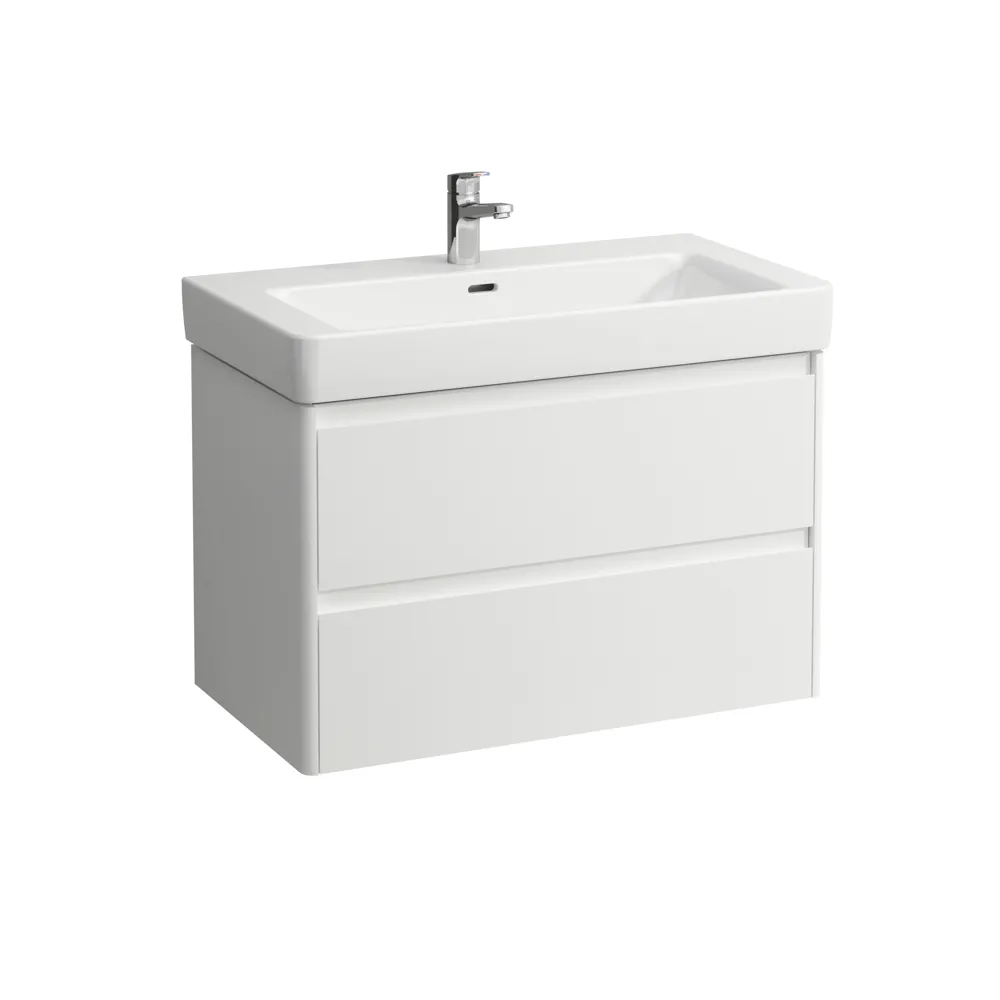 Waschtischunterbau BASE 2.0 für PRO S 446x821x515 2 Schubladen mit Griffmulde für Waschtisch H813965 weiß matt