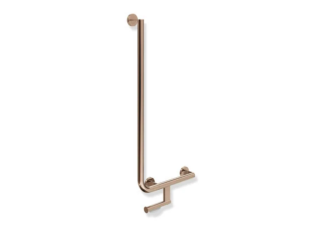 HEWI Winkelgriff System 900 mit WC-Papierrollenhalter, Edelstahl PVD Kupfer glänzend, waagerecht 400 mm, senkrecht 900 mm, rechts
