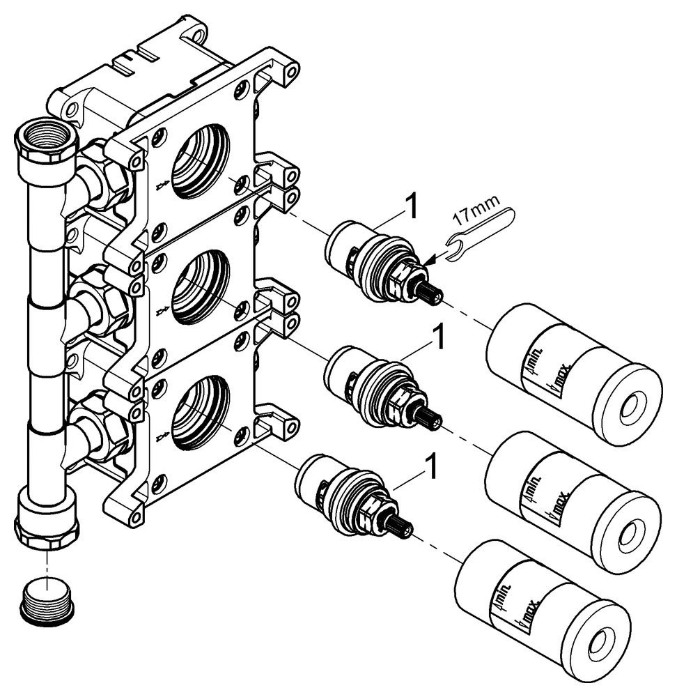 Grohe Rapido C Einbaubox für Unterputzventil 35031, 3-fach, Fertigmontage Set Grohe Rapido C Einbaubox für Unterputzventil 35031, 3-fach, Fertigmontage Set