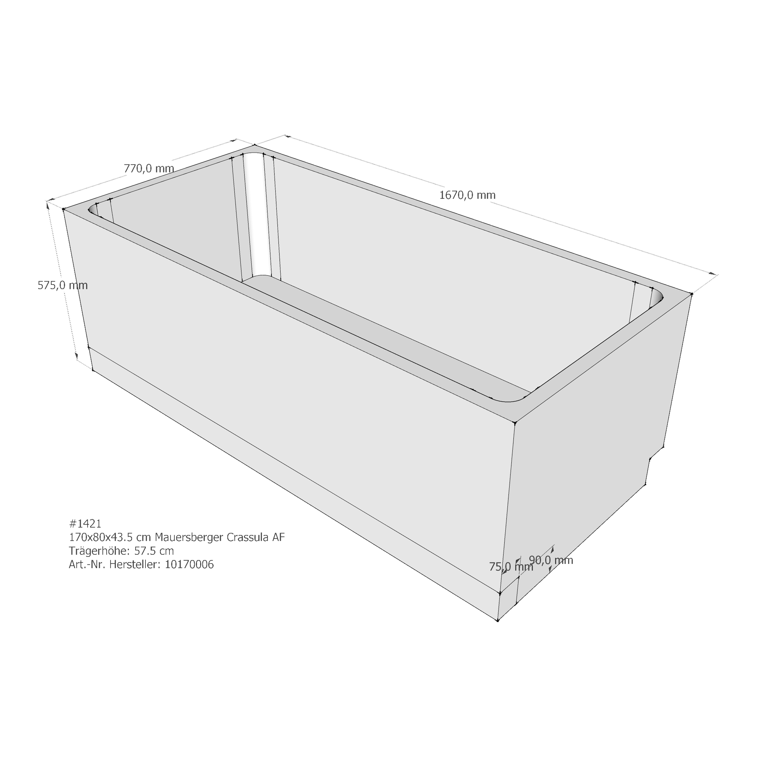 Badewannenträger für Mauersberger Crassula 170 × 80 × 43,5 cm Badewannenträger für Mauersberger Crassula 170 × 80 × 43,5 cm