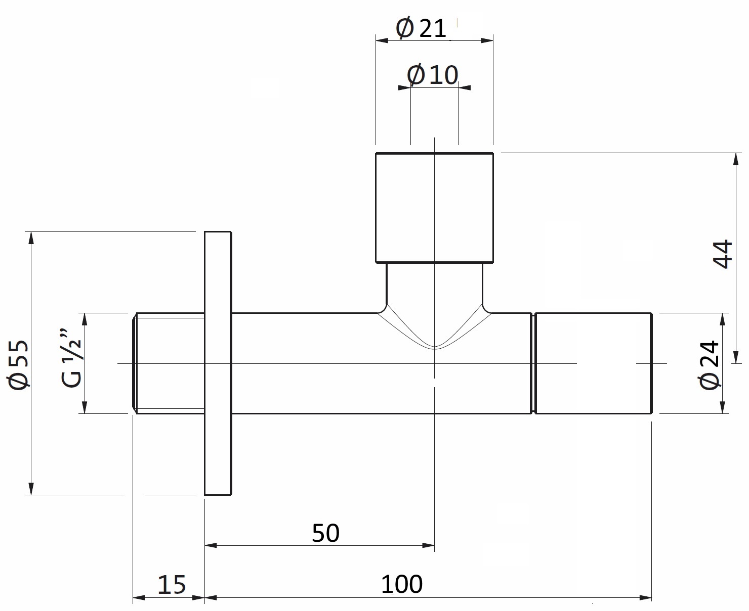 Eckventil AqvaZone - rund - 1/2″ × 3/8" - Schubrosette - chrom Eckventil AqvaZone - rund - 1/2″ × 3/8" - Schubrosette - chrom