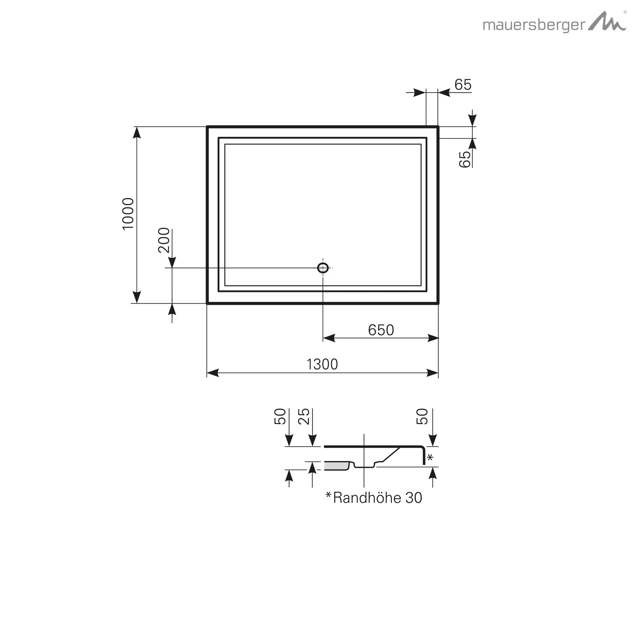Mauersberger lupina Acryl-Duschwanne Rechteckform lupina 130⁄100 SF 1300x1000x50, Farbgruppe: 3 Mauersberger lupina Acryl-Duschwanne Rechteckform lupina 130⁄100 SF 1300x1000x50, Farbgruppe: 3
