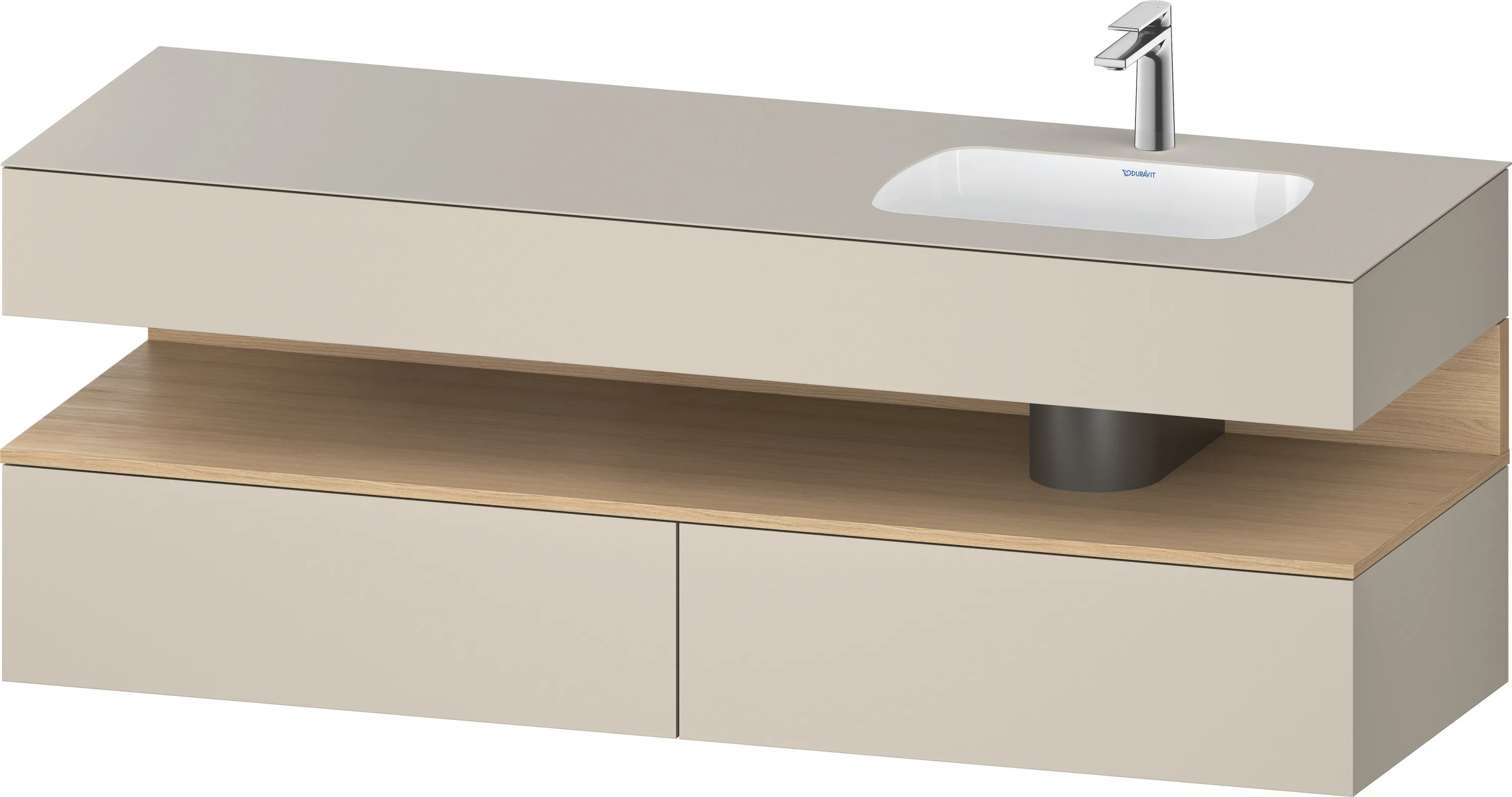 Einbauwaschtisch mit Konsolenwaschtischunterbau „Qatego“ 160 × 55 × 60 cm, mit Beleuchtung