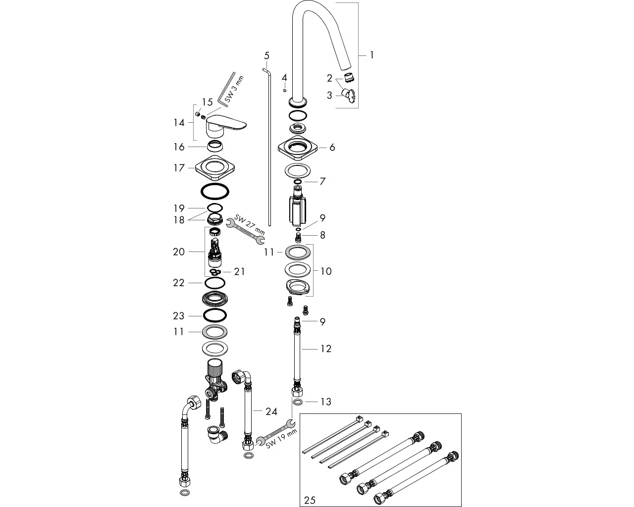 2-Loch Waschtischarmatur Axor Citterio M Standmodell chrom