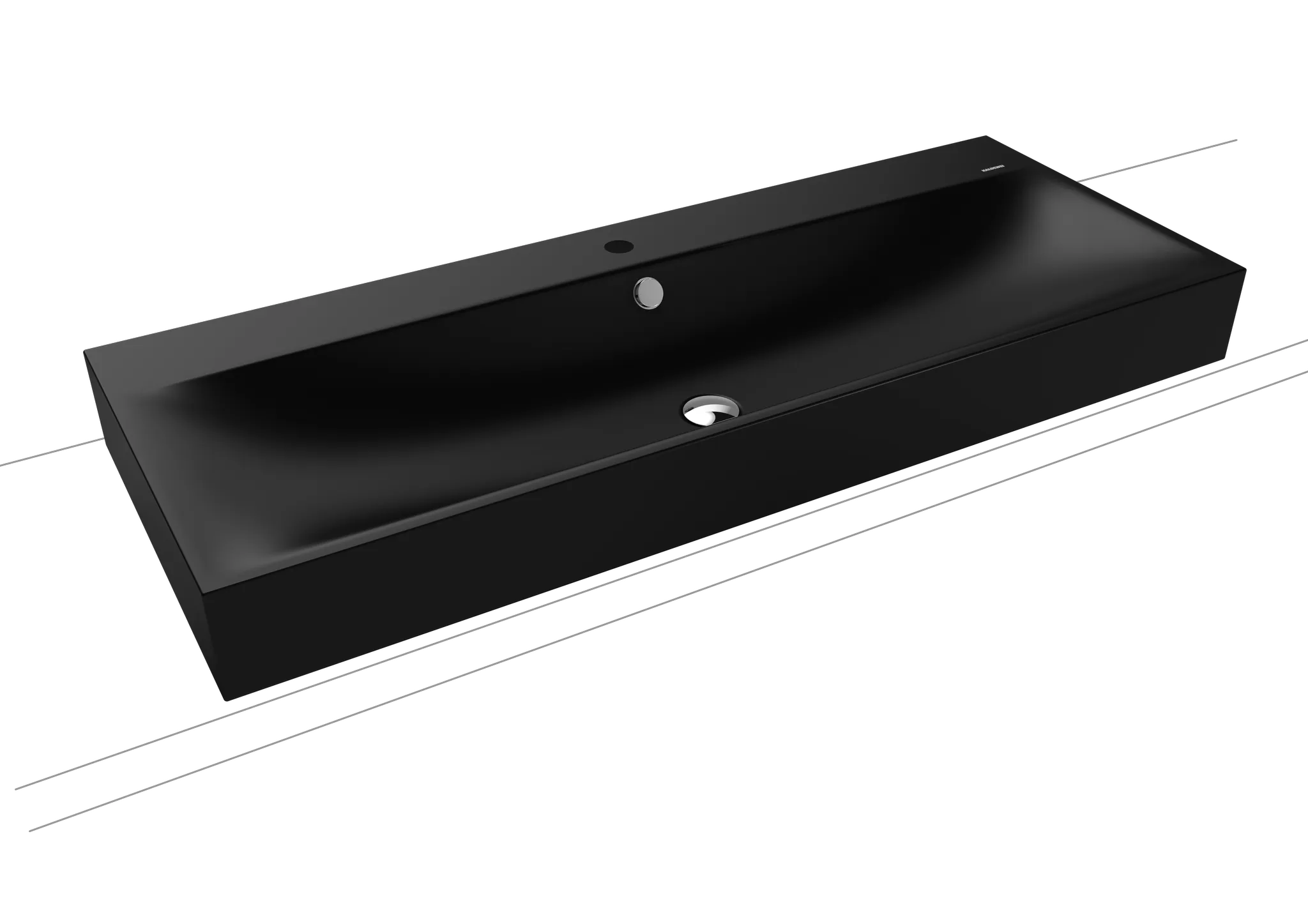 Doppelwaschtisch „Silenio“ 120 × 46 cm, ohne Hahnlochbohrung in schwarz matt, mit Perl-Effekt