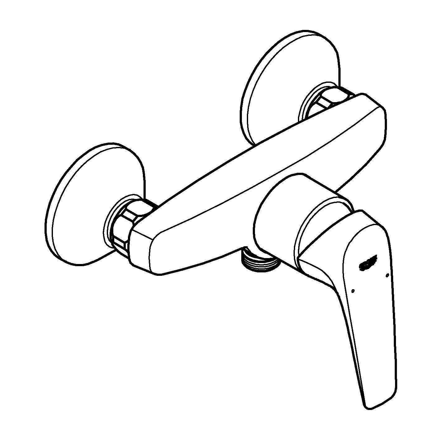 Einhand-Brausebatterie BauFlow 23755, Wandmontage, eigensicher, chrom