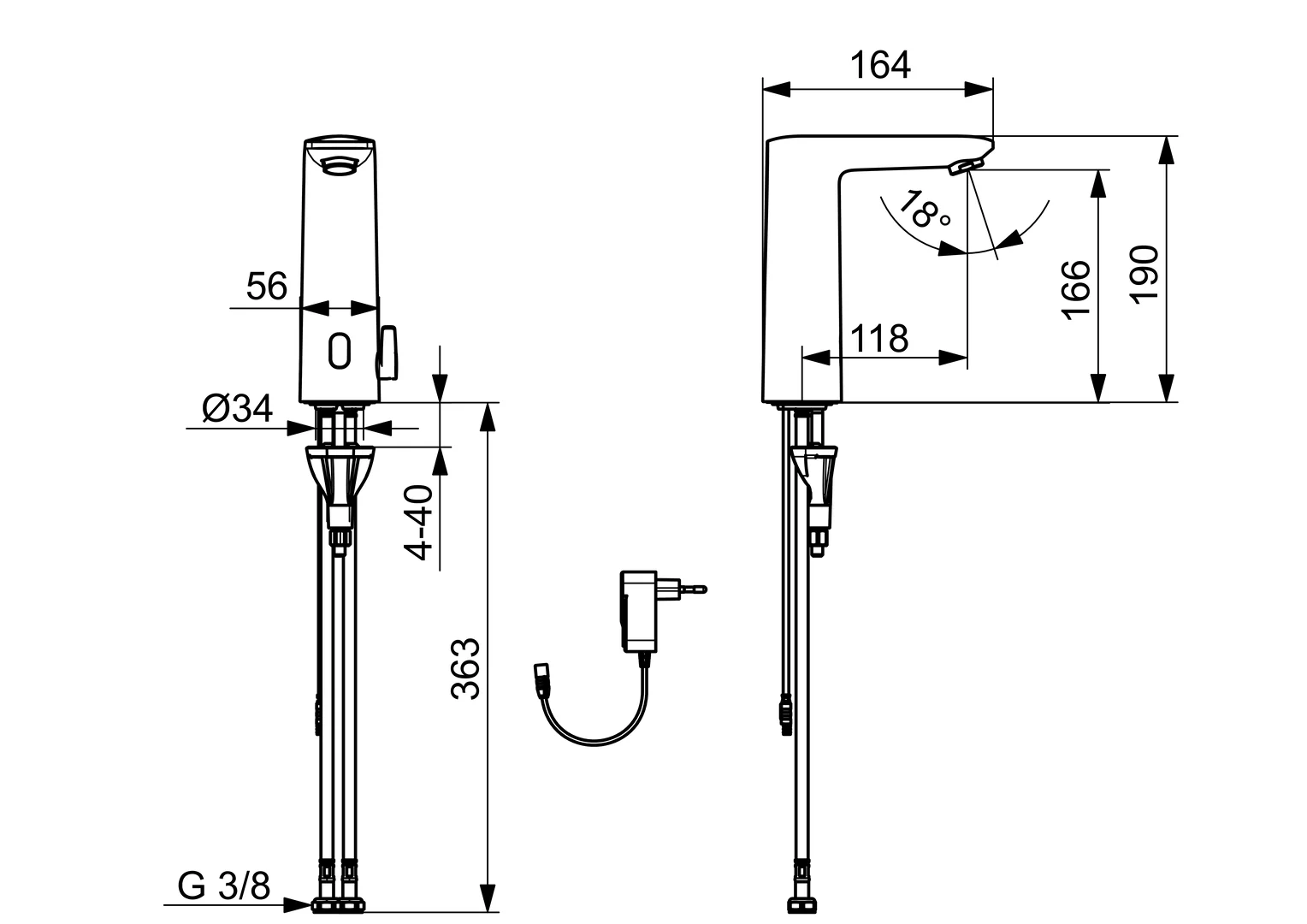 HansaELECTRA Waschtischbatterie, 230⁄9 V, Bluetooth HansaELECTRA Waschtischbatterie, 230⁄9 V, Bluetooth