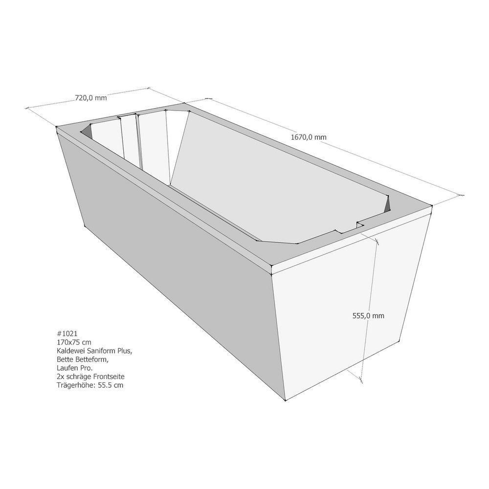 Saniform Plus Stahl Badewanne 373-1 170 x 75 cm inkl. Wannenträger und Kaldewei Ablaufgarnitur Comfort-Level