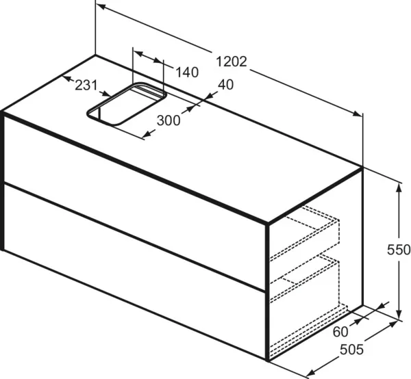 Ideal Standard Waschtischunterschrank Conca, 2 Auszüge, Weiß Ideal Standard Waschtischunterschrank Conca, 2 Auszüge, Weiß