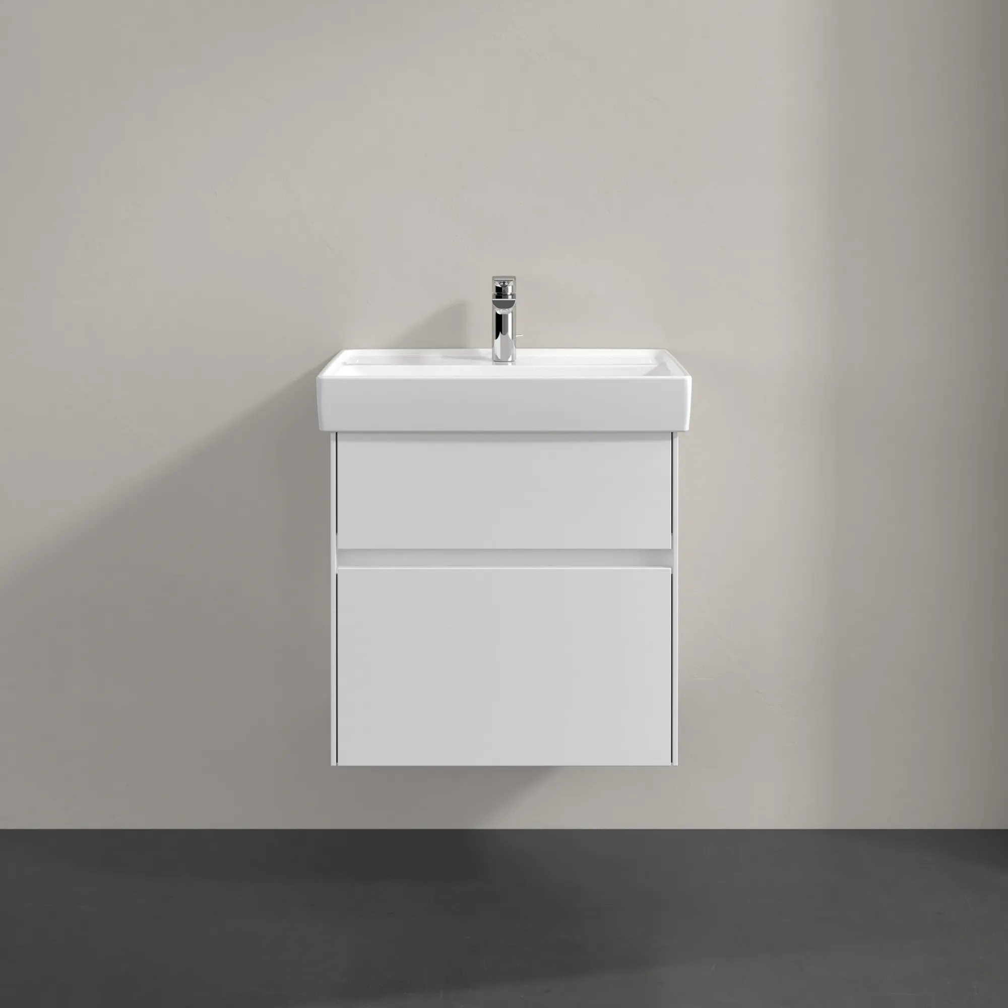 Villeroy & Boch Waschtischunterschrank „Collaro“ 554 × 546 × 444 mm Glossy White, für Becken mittig, ohne Beleuchtung Villeroy & Boch Waschtischunterschrank „Collaro“ 554 × 546 × 444 mm Glossy White, für Becken mittig, ohne Beleuchtung