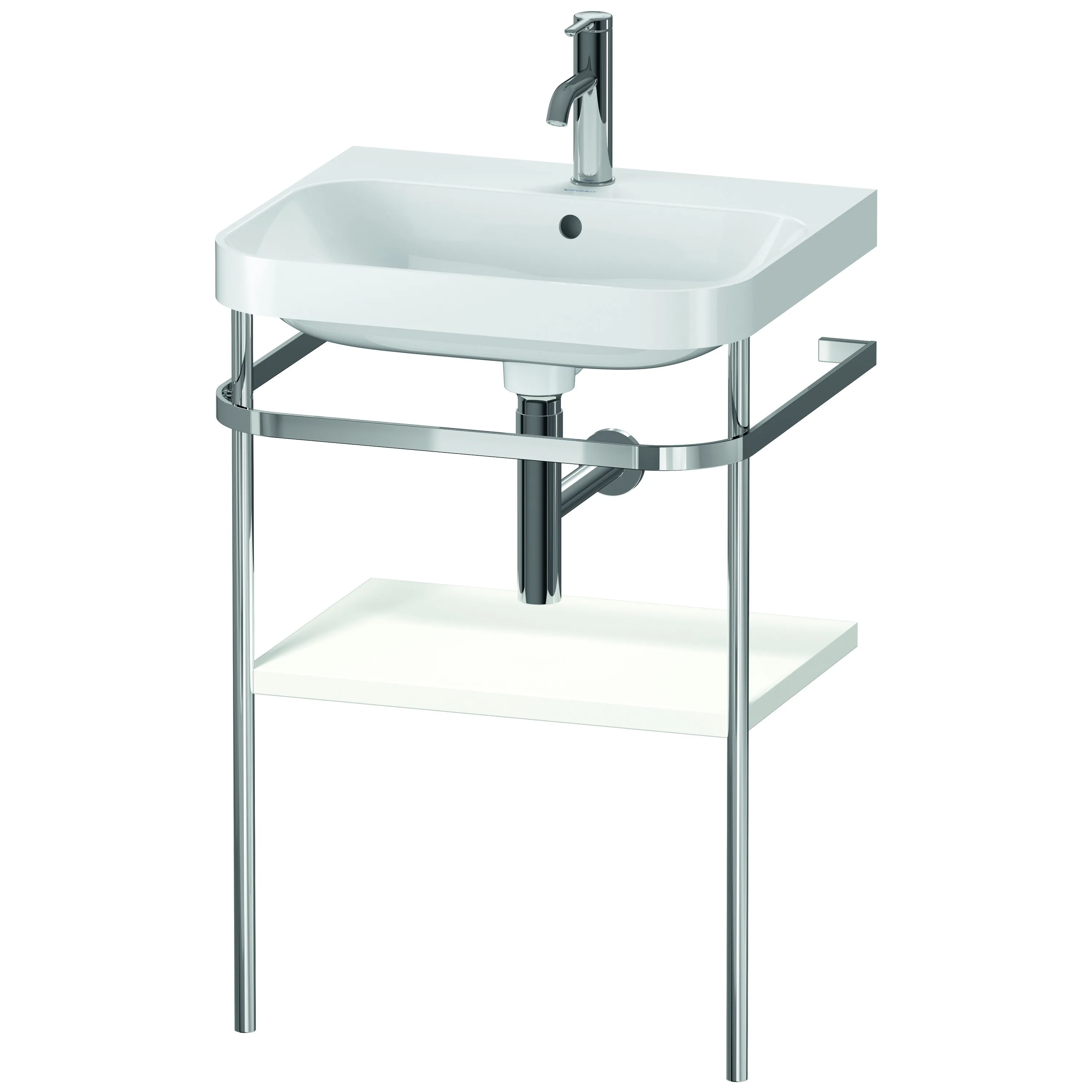 Duravit Waschtischunterschrank c-shaped Set mit Metallkonsole „Happy D.2 Plus“ 57,5 × 85 × 49 cm in Weiß Seidenmatt