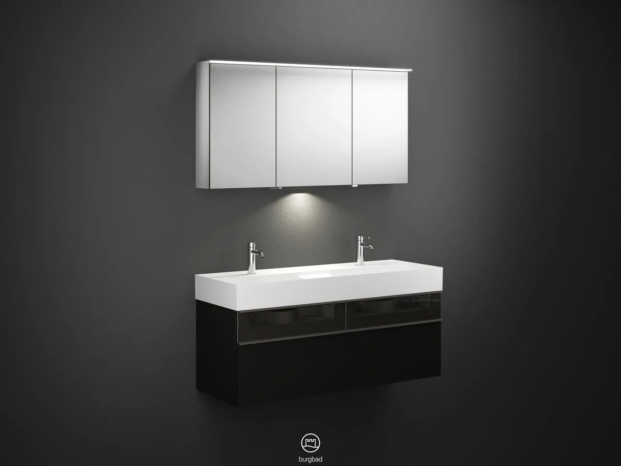 burgbad Yumo SFLC132 Badmöbelset Spiegelschrank mit Mineralguss-Waschtisch burgbad Yumo SFLC132 Badmöbelset Spiegelschrank mit Mineralguss-Waschtisch