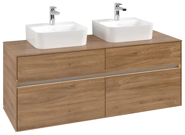 Villeroy & Boch Waschtischunterschrank „Collaro“ 1400 × 548 × 500 mm Kansas Oak, mit Beleuchtung, für links und rechts Villeroy & Boch Waschtischunterschrank „Collaro“ 1400 × 548 × 500 mm Kansas Oak, mit Beleuchtung, für links und rechts