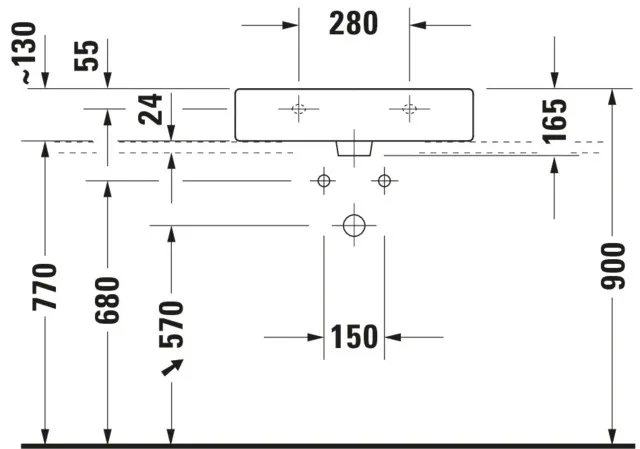 Wandwaschtisch „Vero“, mit Überlauf, Hahnlochposition mittig Wandwaschtisch „Vero“, mit Überlauf, Hahnlochposition mittig