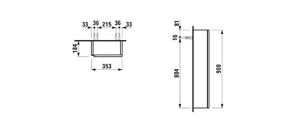 Laufen Halbhochschrank LANI 184x353x900, 1 Tür, Scharnier rechts, 2 Glasablagen (fix), integrierte Griffleiste, Soft-Close, verkehrsgrau Laufen Halbhochschrank LANI 184x353x900, 1 Tür, Scharnier rechts, 2 Glasablagen (fix), integrierte Griffleiste, Soft-Close, verkehrsgrau
