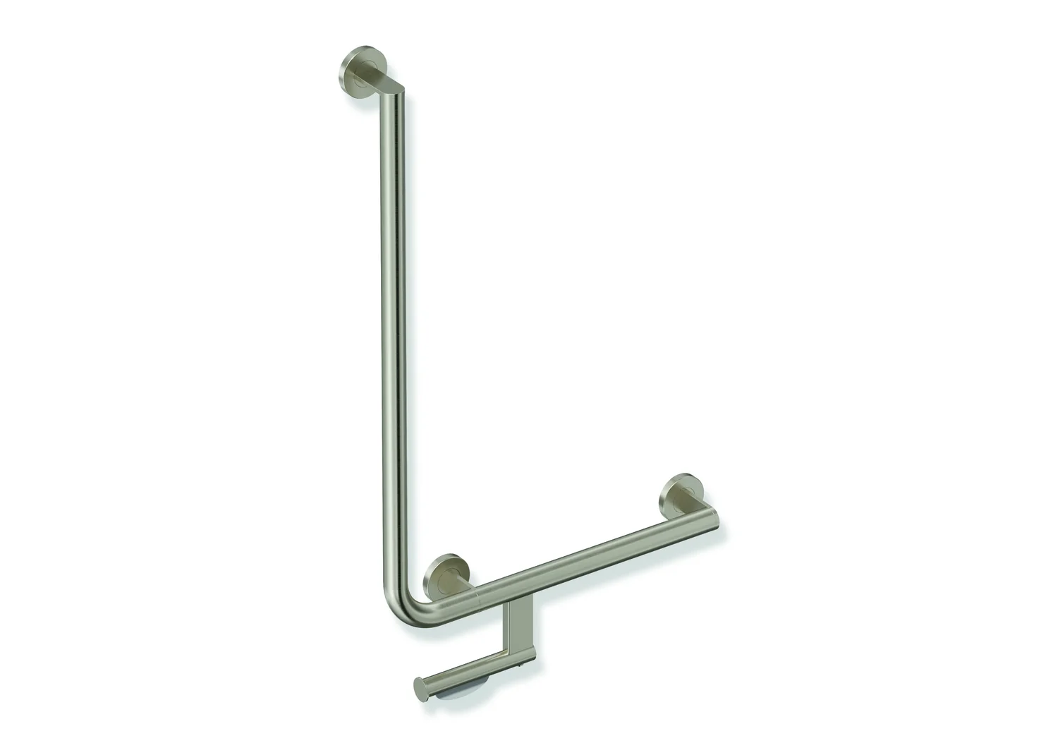 HEWI Winkelgriff mit WC-Papierrollenhalter, System 900, Edelstahl, PVD nickel gebü., 500x750 mm