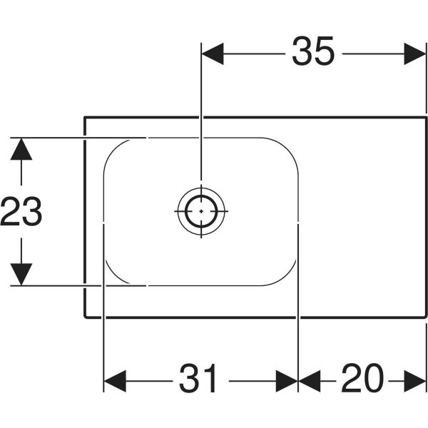 Wandwaschtisch mit Ablagefläche „iCon Light“, rechteckig, Ablagefläche rechts, mittig 53 × 31 cm mit KeraTect®