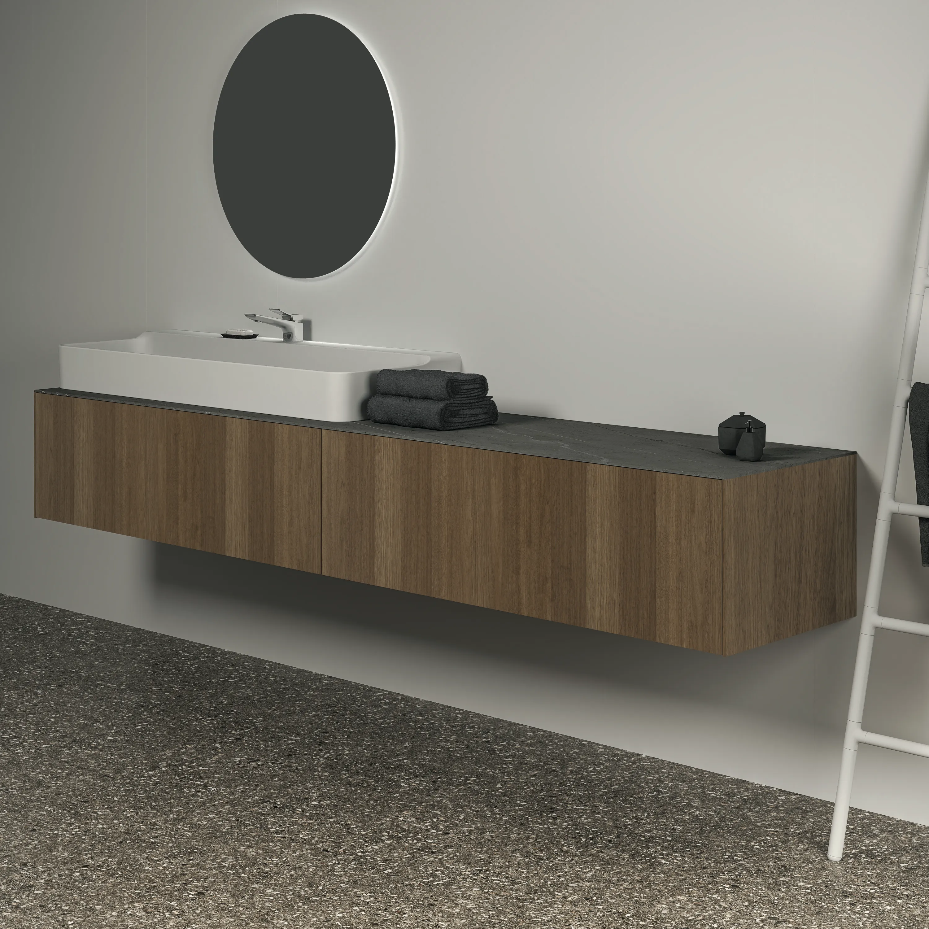 Ideal Standard Waschtischunterschrank „Conca“ 238,5 × 36 × 50,5 cm Walnuss dunkel Furnier Ideal Standard Waschtischunterschrank „Conca“ 238,5 × 36 × 50,5 cm Walnuss dunkel Furnier