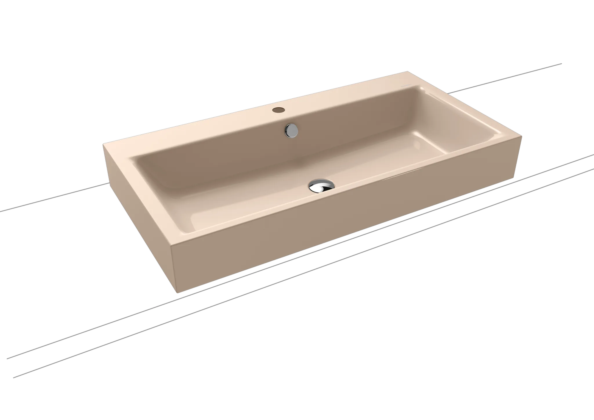 Aufsatzwaschtisch „Puro“ 90 × 46 cm in bahamabeige, mit Perl-Effekt