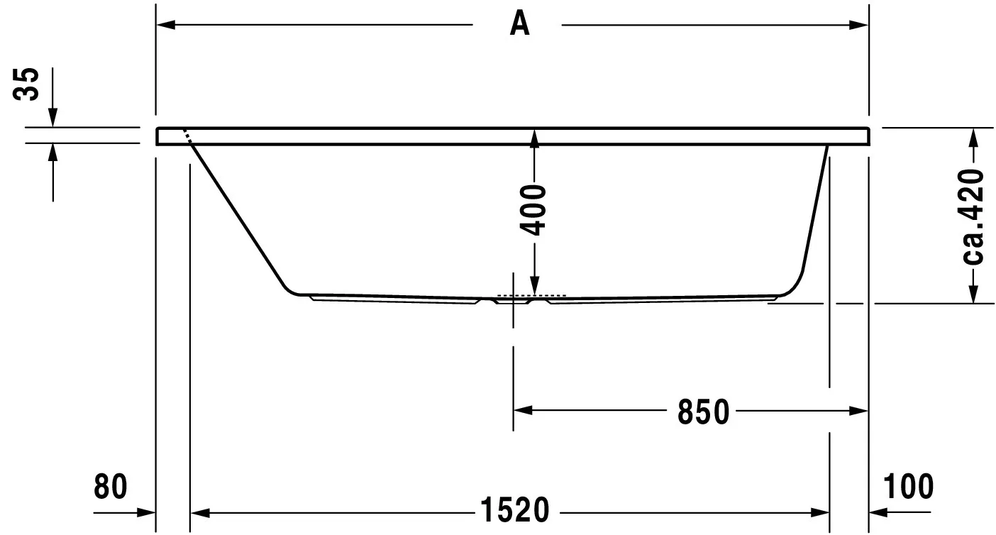 Duravit Badewanne „D-Code“ rechteck 170 × 70 cm, Mittelablauf