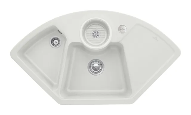 Villeroy & Boch Einbau-Küchenspülbecken „Solo Eck“ 1075 × 600 × 205 mm, Hahnlochposition links in Steam Villeroy & Boch Einbau-Küchenspülbecken „Solo Eck“ 1075 × 600 × 205 mm, Hahnlochposition links in Steam